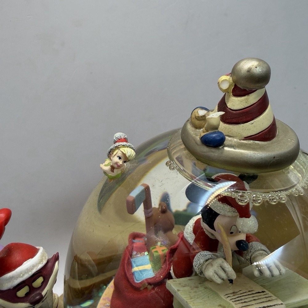 Disney Christmas Santa's Workshop Snow Globe Mickey Snow White Tinkerbell Goofy - Picture 8 of 16